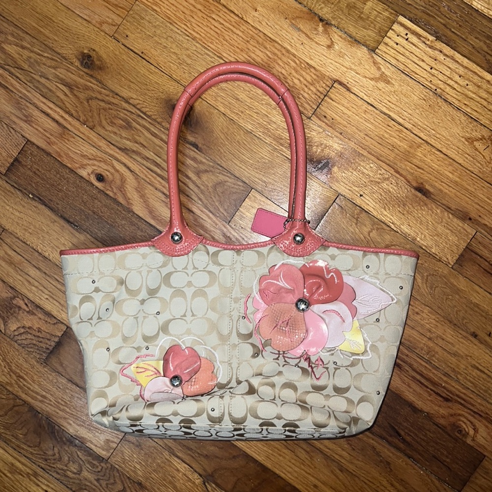 Pink flower coach purse